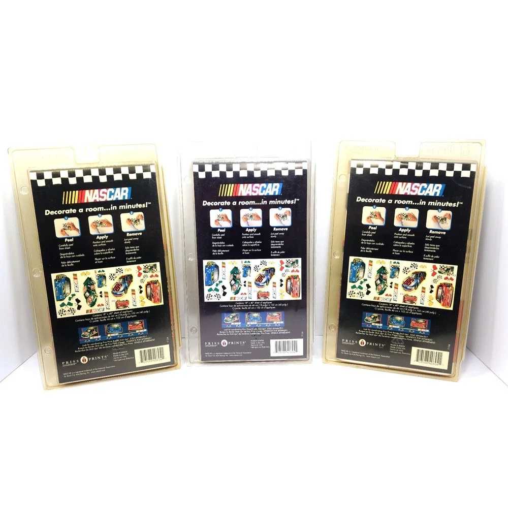 Lot of 3, NASCAR Jumbo Stick-Ups Removable Wall Room Stickers Decals NEW